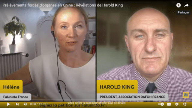 Interview en direct de Mr Harold King, président de DAFOH France le 1er juillet 2023 (capture d’écran)